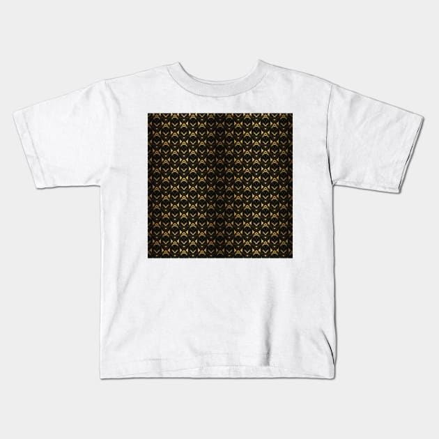 Black and Gold Vintage Art Deco Diagonal Diamond Geometric Repeat Kids T-Shirt by podartist